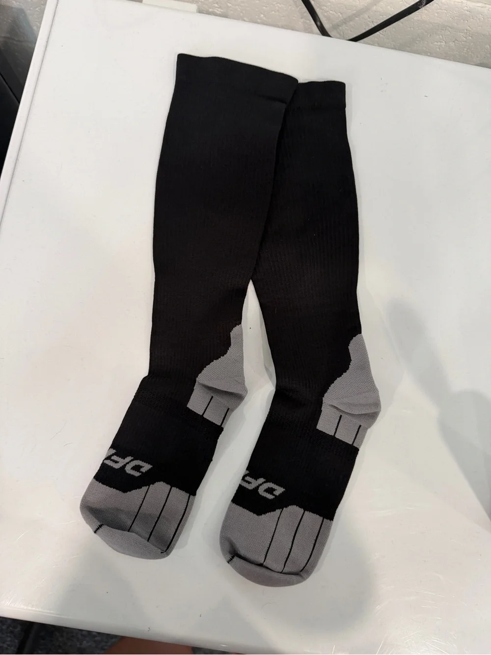 DFND Hybrid AX/RX Black Compression Athletic Socks with Gray Heel & Toe- 2 pairs